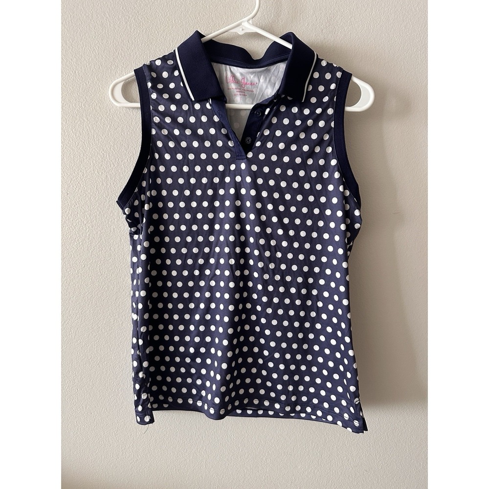 Lillie Green Golf Polo Women's Polka Dot Sleeveless Size Small Pickleball Tennis